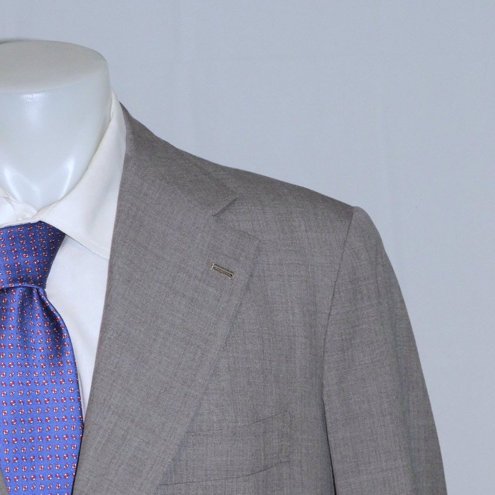 Gianni Volpe Napoli Bespoke Solid Gray Three Roll Two Suit Jacket 44L